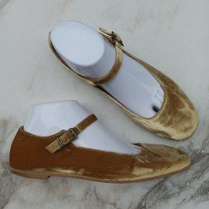 Doen Velvet Mary Jane Slipper Gold Women's Size 8